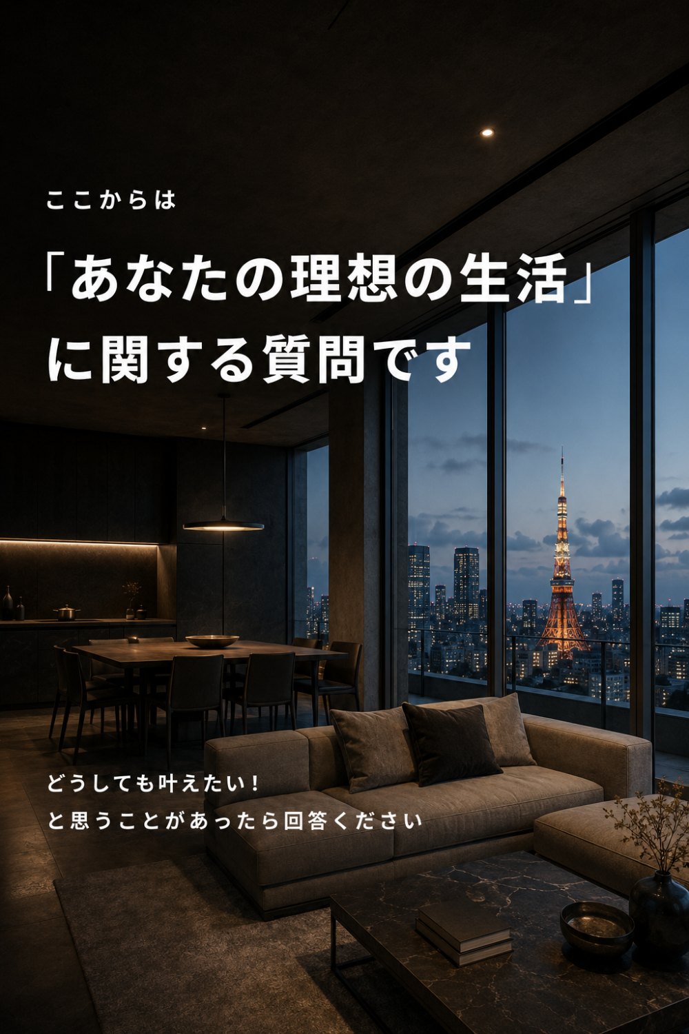 ここからはあなたの理想の生活に関する質問です.どうしても叶えたい!と思うことがあったら回答ください